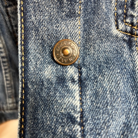 Zara Denim Jacket sz M Customized Freedom Graphic Patch OOAK Soft Blue Cotton - Picture 6 of 12